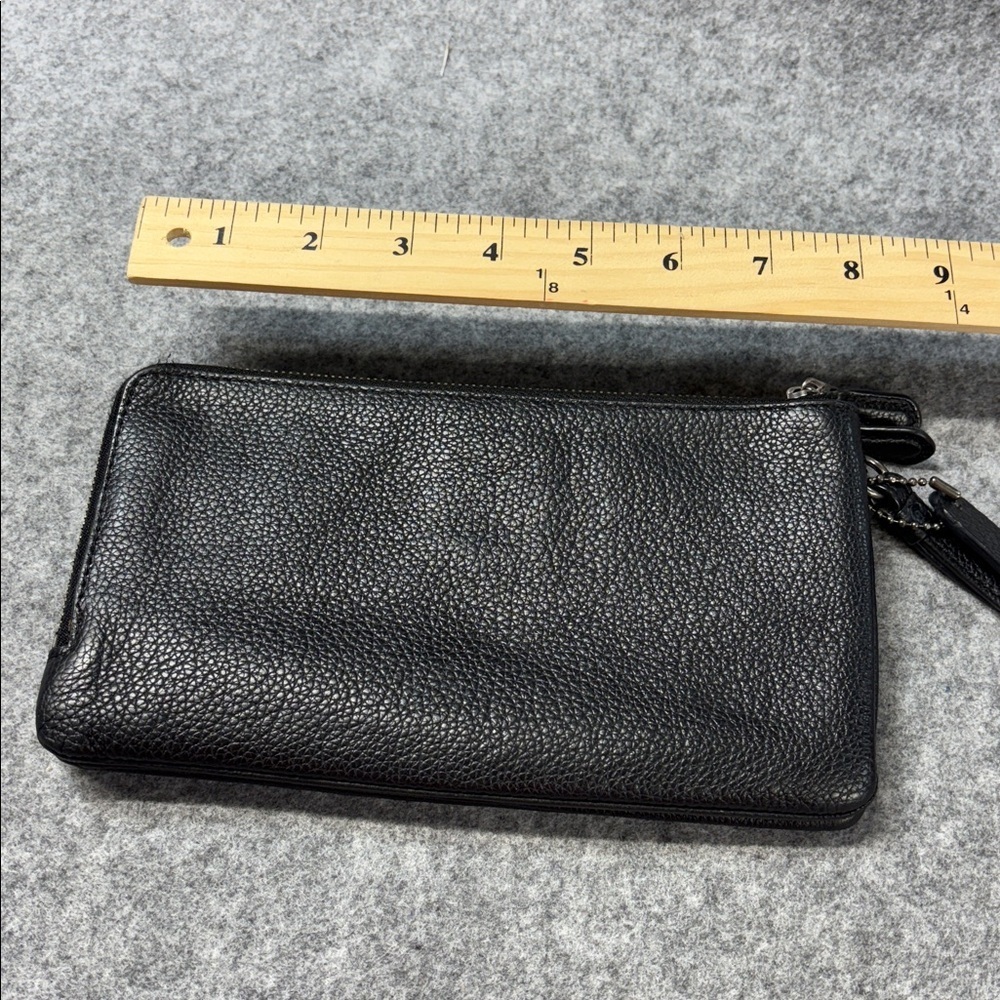 Coach Black Pebbled Leather Lacquer Rivets Double
Zip Pebble Leather wristlet - Picture 5 of 14
